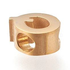 304ステンレススチール片面研磨ビーズ  ゴールドカラー  文字.q  2mm  穴：6x7x3mm&nbsp;STAS-M276-C22