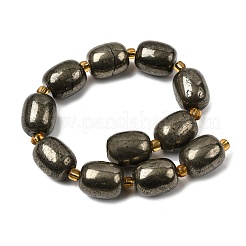 天然石パイライトビーズ連売り  シードビーズで  コラム  14~14.5x12mm  穴：1.2mm  約11個/連  7.68''（19.5センチメートル）&nbsp;G-Z131-D01-02