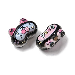 エンボス加工された不透明なアクリルビーズ  猫  ミックスカラー  13x19x10.5mm  穴：2mm&nbsp;OACR-Z039-08
