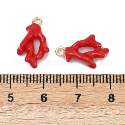 合金エナメルチャーム  サンゴの枝の形をしたチャーム  ゴールドカラー  レッド  ゴールドカラー  16.5x10x5mm  穴：1.4mm&nbsp;X-FIND-M081-01G