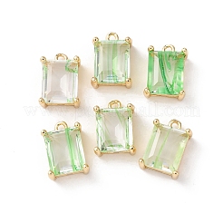 真鍮製ガラスチャーム  長方形  多面カット  ゴールドカラー  ミックスカラー  13x9x6mm  穴：1.2mm&nbsp;KK-Z141-12G