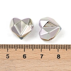 UVメッキ不透明CCBプラスチックビーズ  虹色の  ハート  多面カット  銀  13x14.5x8.5mm  穴：1.8mm&nbsp;MACR-L007-26