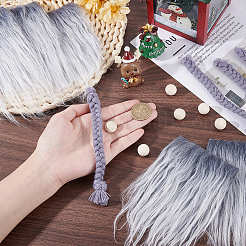 クリスマステーマのノームデコレーションアクセサリーキット（DIY）  模造ウールの口ひげ  ウッドビーズ  ポリエステル編み込みのイミテーションピグテール  グレー  190x100x3mm&nbsp;DIY-HY0001-44A