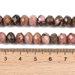 天然石ロードナイトビーズ連売り  ロンデル  多面カット  8~8.5x5~6mm  穴：1mm  約68~76個/連  14.96~15.35''（38~39センチメートル）&nbsp;G-C259-A25-5x8mm