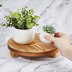 木製の丸い植物受け皿  植木鉢トレイ  屋内および屋外の植物用  バリーウッド  255x53mm&nbsp;AJEW-WH0473-07A