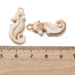 模造シェルアクリルパーツ  ナバホホワイト  タツノオトシゴチャーム  27.5x12x5mm  穴：2.5mm  約640個/セット&nbsp;SACR-K005-03B