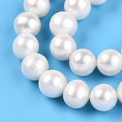 天然養殖淡水パールビーズ連売り  ラウンド  乳白色  7~9mm  穴：0.5mm  約50個/連  14.96''（38センチメートル）&nbsp;PEAR-N016-08B