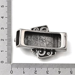304ステンレススチールスライドチャーム  レザーコードブレスレット作り用  短剣の付いた長方形  アンティークシルバー  44x30x12.5mm  穴：12x6mm&nbsp;STAS-F356-05AS