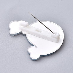 アクリル安全ピンブローチ  鉄ピンと  イルカ  空色  41x37x8.5mm  ピン：0.8mm&nbsp;JEWB-F012-15