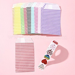 45色の白いクラフト紙袋9枚  ハンドルなし  保存袋  波の模様  結婚披露宴の誕生日プレゼントバッグ  ハート型ステッカーロール付き  ミックスカラー  15x8.3x0.02cm  5個/カラー&nbsp;CARB-FS0001-02