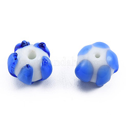 手作りランプワークビーズ連売り  花  藤紫色  12x12~12.5x10mm  穴：1.2~1.6mm  約45個/連  16.93インチ〜17.32インチ（43~44cm）&nbsp;LAMP-N021-44B