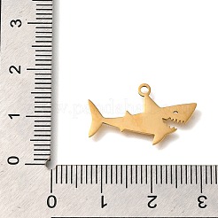 ステンレスペンダント201個  サメのチャーム  ゴールドカラー  13x23x1mm  穴：1.5mm&nbsp;STAS-R136-03G