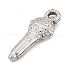 304ステンレスペンダント  マイクチャーム  ステンレス鋼色  25x9.5x3.5mm  穴：3mm&nbsp;SA-CBA0563-21P