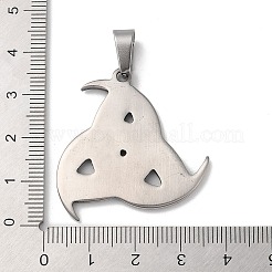 304ステンレスペンダント  トリプルホーンチャーム  アンティークシルバー  33x34.5x2mm  穴：9.5x5.5mm&nbsp;STAS-D014-13AS
