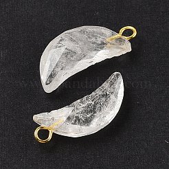 混合天然石ペンダント  真鍮パーツ  多面カット  ムーンチャーム  23x10x6mm  穴：2mm&nbsp;G-L614-D05-G