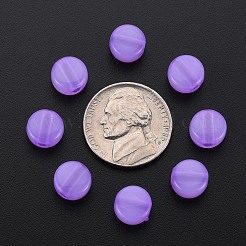 透明なアクリルビーズ  染め  フラットラウンド  暗い蘭  8.5x5.5mm  穴：2.5mm  約1774個/500g&nbsp;MACR-S373-05E-04