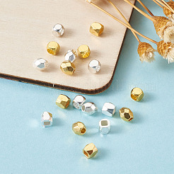 真鍮＆合金スペーサービーズ  多面カット  カラム＆キューブ＆オーバル  ゴールデン＆シルバー  3~3.5x3~3.5mm  穴：1~2mm  360個/箱&nbsp;KK-PJ0001-05