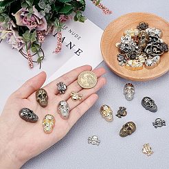 合金スタッドリベット  ネジ式  スカルヘッド  鉄ドライバー  プラスチック製のハンドル付き  鉛フリー＆カドミウムフリー  ミックスカラー  13x17x3mm  8セット&nbsp;PALLOY-OC0002-10-RS