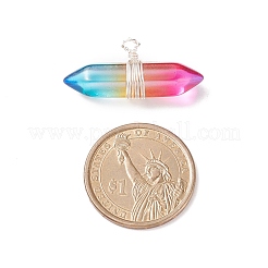ガラスチャーム  ワイヤーラップペンダント  真鍮パーツ  弾丸  銀  ミックスカラー  16x33x10mm  穴：2mm&nbsp;PALLOY-JF01740-01