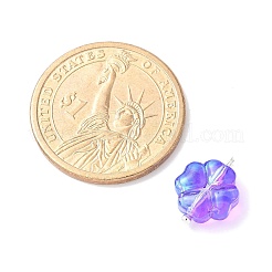 7個7色透明スプレー塗装ガラスチャーム  クローバー  真鍮ボールヘッドピン付き  銀  14.5x10x5mm  穴：1.8mm  1pc /カラー&nbsp;PALLOY-JF03518-03