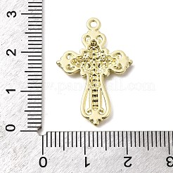 合金ラインストーンペンダント  クロスチャーム  ラックめっき  ゴールドカラー  28x19x2.5mm  穴：1.2mm&nbsp;FIND-K028-06G