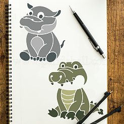 ペット中空描画絵画ステンシル 1 セット  DIYスクラップブック用  フォトアルバム  アートペイントブラシ1本付き  動物  200x200mm  8個/セット&nbsp;DIY-MA0002-80