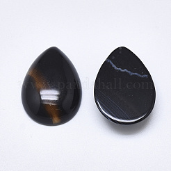 天然縞バンド /縞aカボション  染め  ティアドロップ  ブラック  25x18x6~7mm&nbsp;G-T122-23E