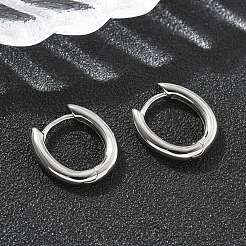 楕円形の真鍮フープピアス  プラチナメッキ  14x13x2.5mm&nbsp;EJEW-D320-09P