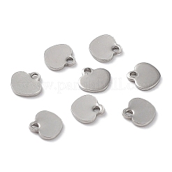 変色しない201ステンレススチールチャーム  ハートチャーム  ステンレス鋼色  5.5x5.5x0.6mm  穴：1mm&nbsp;STAS-K259-08P