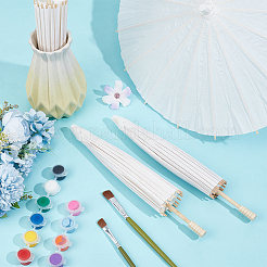 Diyの空白のクラフトペーパー傘  木製ハンドルとラック付き  子供のための DIY 工芸品手描き製作  ホワイト  278x32mm&nbsp;DIY-WH0899-801A