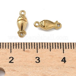 オーシャン 304 ステンレススチール リンク コネクター チャーム  18KGP本金メッキ  イオンプレーティング（ip）  魚  11x4.5x2.5mm  穴：0.8mm&nbsp;STAS-D211-15E-G