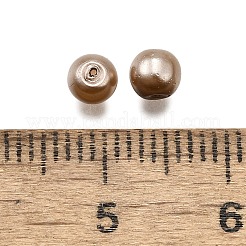 ベーキングペイント パール加工ガラスパールラウンドビーズ  キャメル  4x3.5mm  穴：1mm  約6000個/500g&nbsp;HY-XCP0001-25B