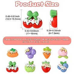 不透明な樹脂カボション  模造食品  フルーツアイスクリーム  ミックスカラー  12.5~15.5x11~16x6~7.5mm&nbsp;RESI-CJC0023-16