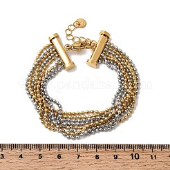 304ステンレススチールマルチ連ブレスレット  女性用ボールチェーンブレスレット  ゴールデン·ステンレス鋼色  6-1/2x7/8インチ（16.5x2.15cm）&nbsp;BJEW-C137-01GP