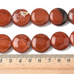 天然のクラックフラットラウンドレッドジャスパービーズ連売り  20x7~9mm  穴：1mm  約20個/連  15.74インチ&nbsp;G-L246-21