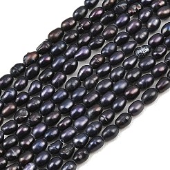 天然養殖淡水パールビーズ連売り  米のビーズ  染め  プルシアンブルー  5~5.5x3~3.5mm  穴：0.5mm  約70個/連  14.33''（36.4センチメートル）&nbsp;PEAR-XCP0001-19