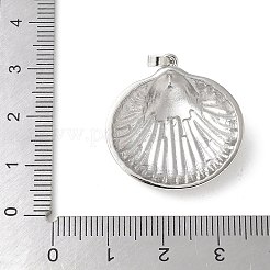 真鍮チャーム  シェル形状  鉛フリー＆カドミウムフリー  長持ちメッキ  プラチナ  32x25.5x8mm  穴：5x3.5mm&nbsp;KK-P290-41P