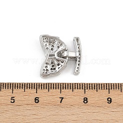 真鍮製マイクロペーブクリアキュービックジルコニアの留め金  蝶結び  プラチナ  18mm&nbsp;KK-C075-38P