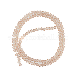 ガラスビーズ連売り  多面カット  ロンデル  淡い茶色  4x3mm  穴：0.4mm  約105~110個/連  38~39のCM。&nbsp;X-EGLA-A034-T4mm-D20