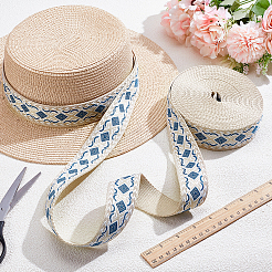 ヴィンテージジャカードポリプロピレンリボン  刺繍入りの織りリボン  菱形模様  藤紫色  1-1/2インチ（38mm）  約10.00ヤード（9.14m）/ロール&nbsp;SRIB-WH0011-449B