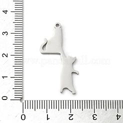 304ステンレスペンダント  2匹の猫の形をしたチャーム  変色防止  ステンレス鋼色  32x17x1mm  穴：1.5mm&nbsp;STAS-F326-17P