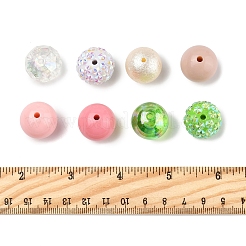 40個8スタイルアクリルビーズ  ラインストーン付き  ラウンド  ミックスカラー  19~20x18.5mm  穴：2.5~3mm&nbsp;OACR-FS0004-10