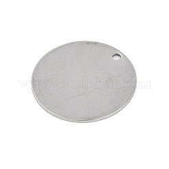 304ステンレススチール製刻印入りブランクタグペンダント  フラットラウンドのチャーム  ステンレス鋼色  30x1mm  穴：2mm&nbsp;STAS-M090-02P