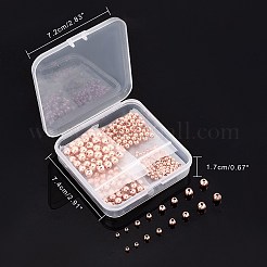 真鍮製スペーサービーズ  ラウンド  光でメッキゴールド色のバラ  ローズゴールド  3~6mm  穴：1~1.5mm  280個/箱&nbsp;KK-AR0001-90RG