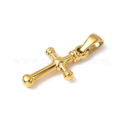 304ステンレスペンダント  イオンプレーティング（ip）  クロスチャーム  18KGP本金メッキ  22x13x3mm  穴：4.5x2.5mm&nbsp;STAS-B094-05A-G
