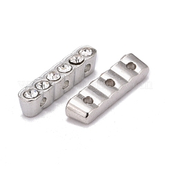合金バースペーサー  グレードラインストーン  プラチナカラー  クリスタル  サイズ：幅さ約4mm  長さ20mm  厚さ5mm  穴：1mm&nbsp;LS-ALRI-20X4