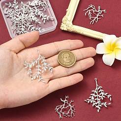 10個2スタイル真鍮ペンダント  枝チャーム  銀  35~49x33~50x2~2.5mm  穴：1.4~3mm  5個/スタイル&nbsp;KK-CJ0003-06