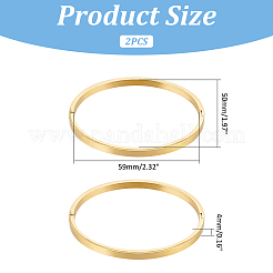 304ステンレススチール製プレーンバングル2個  ゴールドカラー  内径：2x2-3/8インチ（5x5.9cm）&nbsp;BJEW-UN0001-49