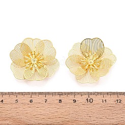アイアン製ビーズキャップ  花  ゴールドカラー  34~36x34~36x4.5~7mm  穴：0.8~1mm&nbsp;IFIN-N013-04G