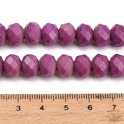ファセットカットされた染色済みの天然白翡翠ビーズの連  ロンデル  プラム  9.5~10x7.5~8.5mm  穴：1mm  約47~50個/連  14.76~15.16''（37.5~38.5センチメートル）&nbsp;GG-CBAE966-01B-B